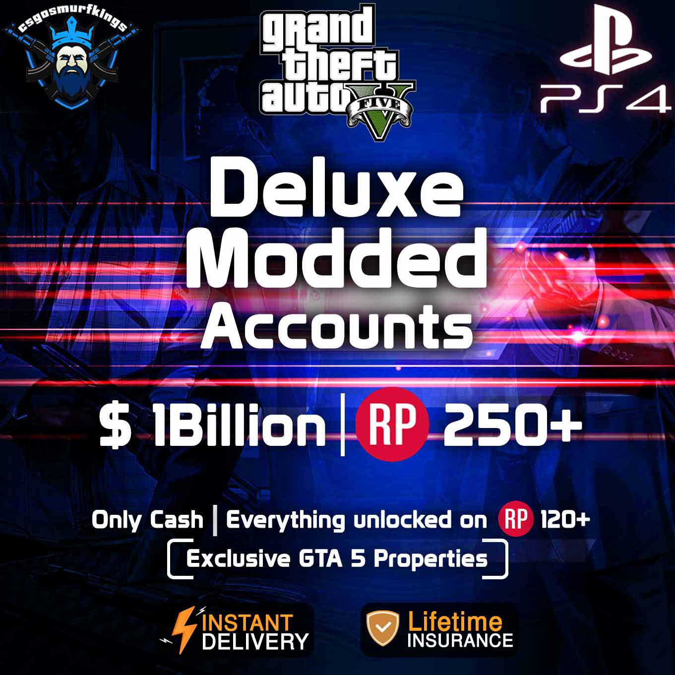 Buy GTA 5 Modded Accounts for Sale PS4/Xbox/PC Only at CSK