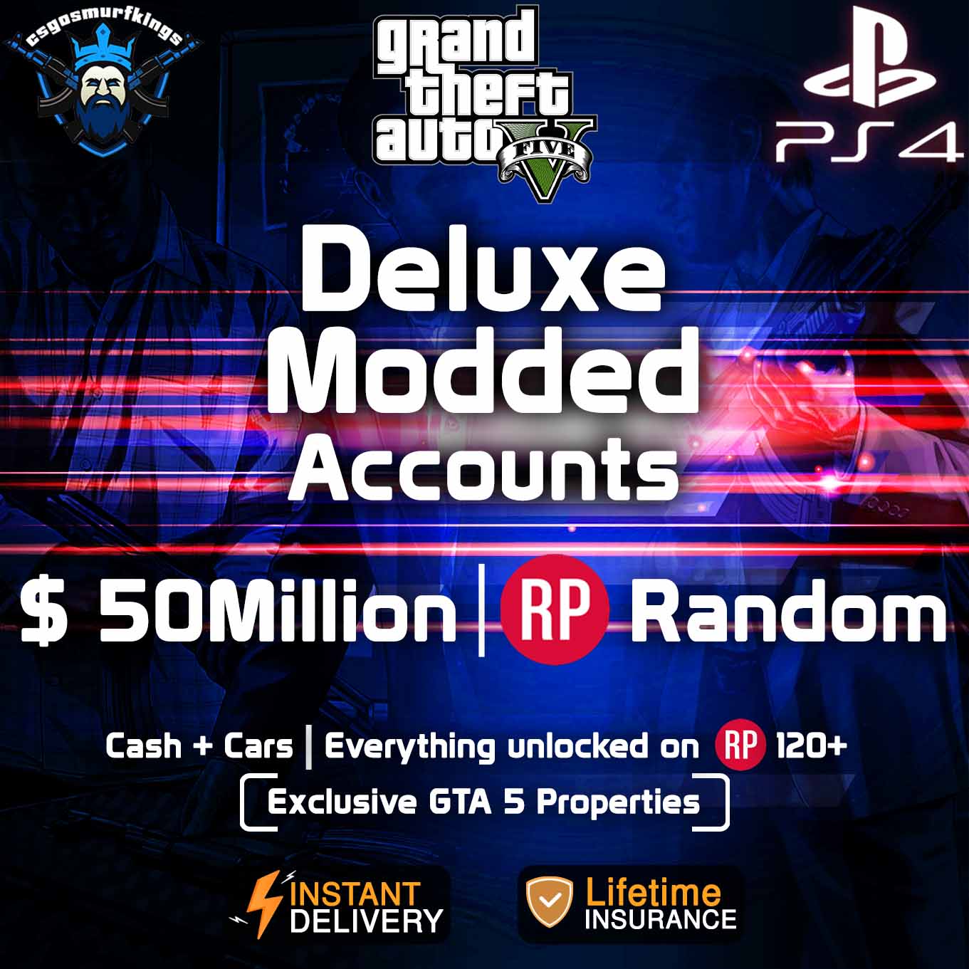 Buy GTA 5 Modded Accounts for Sale PS4/Xbox/PC Only at CSK