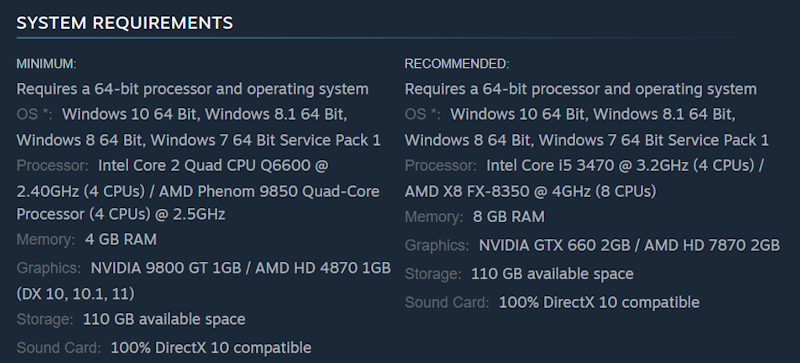 gta v system requirements
