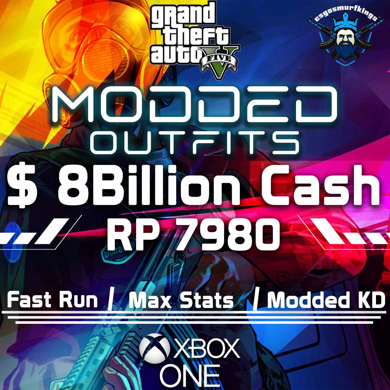 Xbox One GTA V ONLINE MODDED ACCOUNT WITH 50 MILLION [ CASH + CARS ] & RP  RANK 50