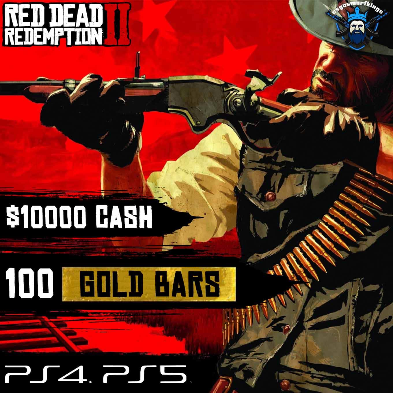 Buy RDR 2 Account, 100 GOLD BARS, 10000$ CASH