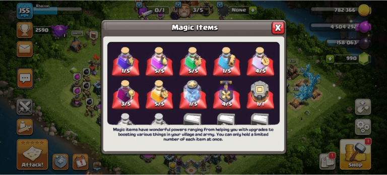 Account for Clash Of Clans with Magic Items